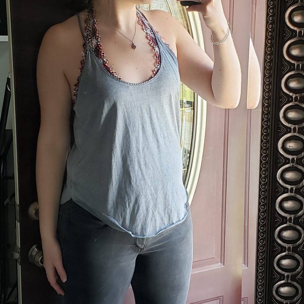 Slim Gray Spaghetti Strap Tank Top